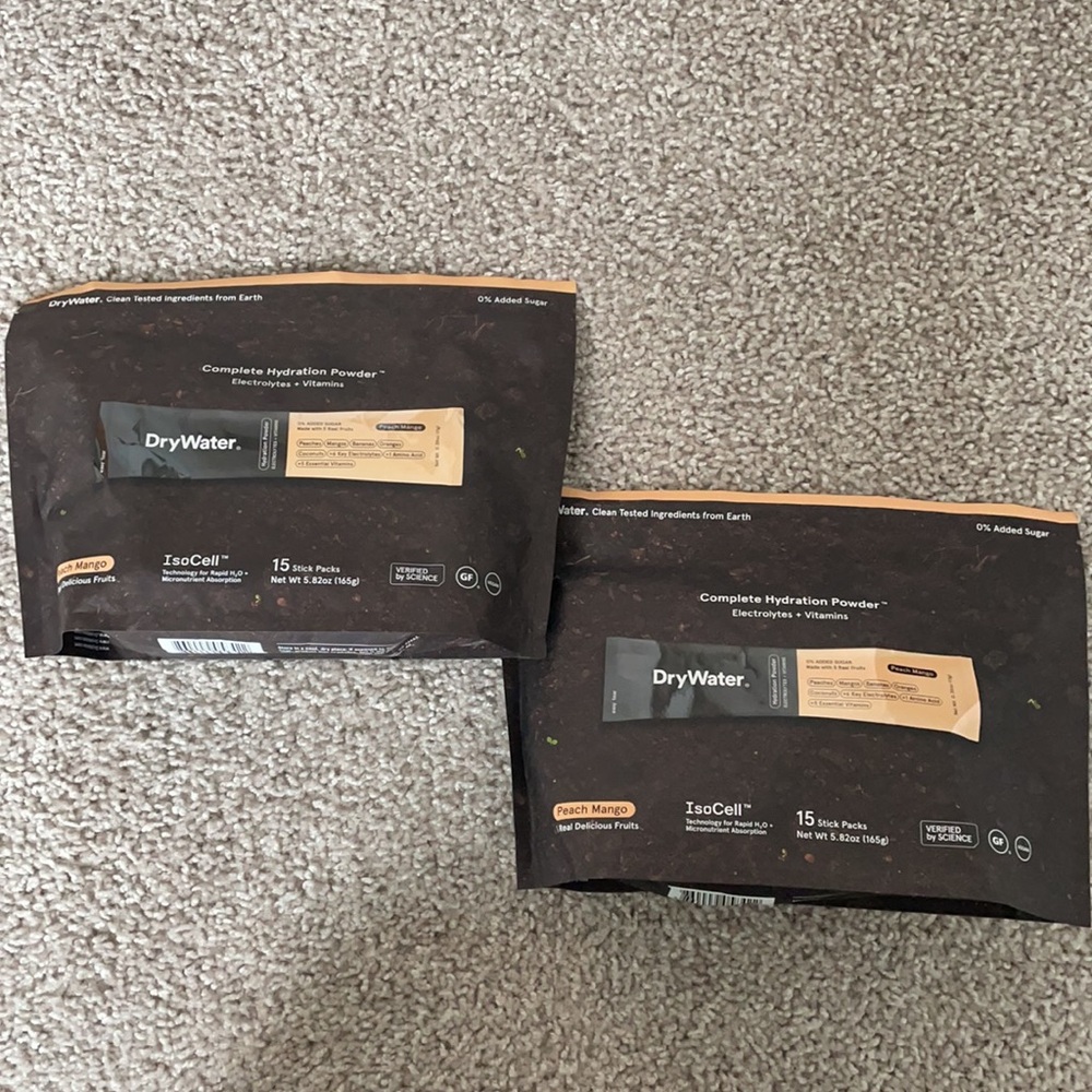 2 bags DryWater peach mango
